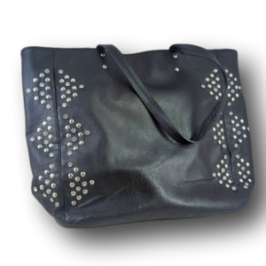 Studded Embellished Black Shoulder Tote Large